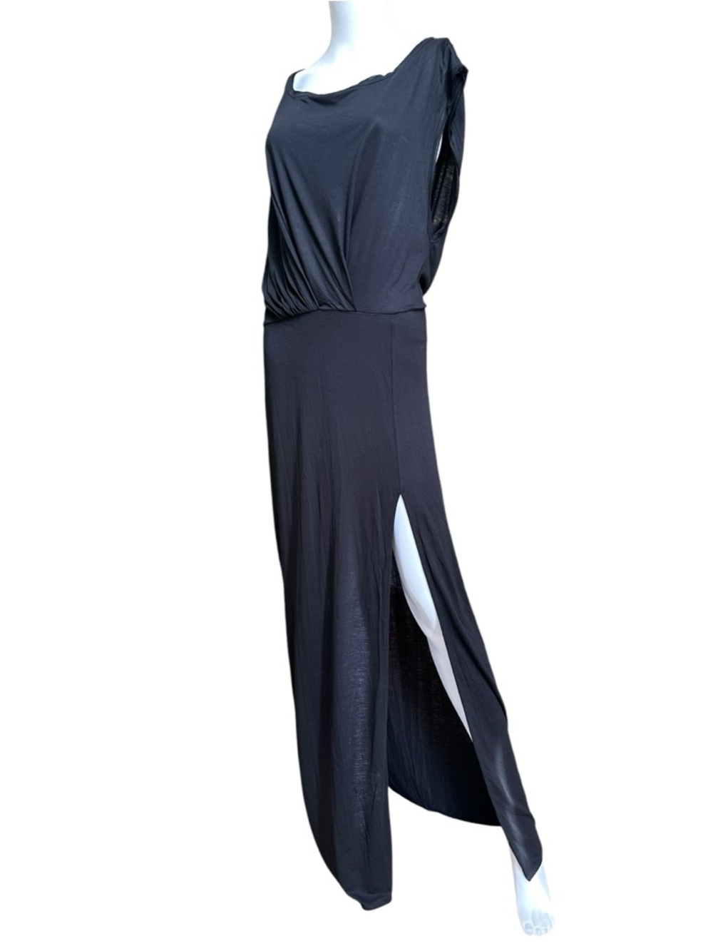 All Saints Muse Black Draped Maxi Dress with Side Slit, L, NWT - Picture 8 of 14
